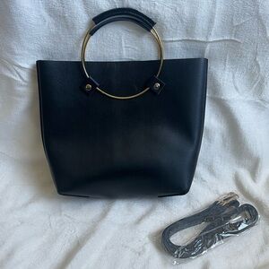 Tribe Alive Black Tote Handbag with Detachable Shoulder Strap